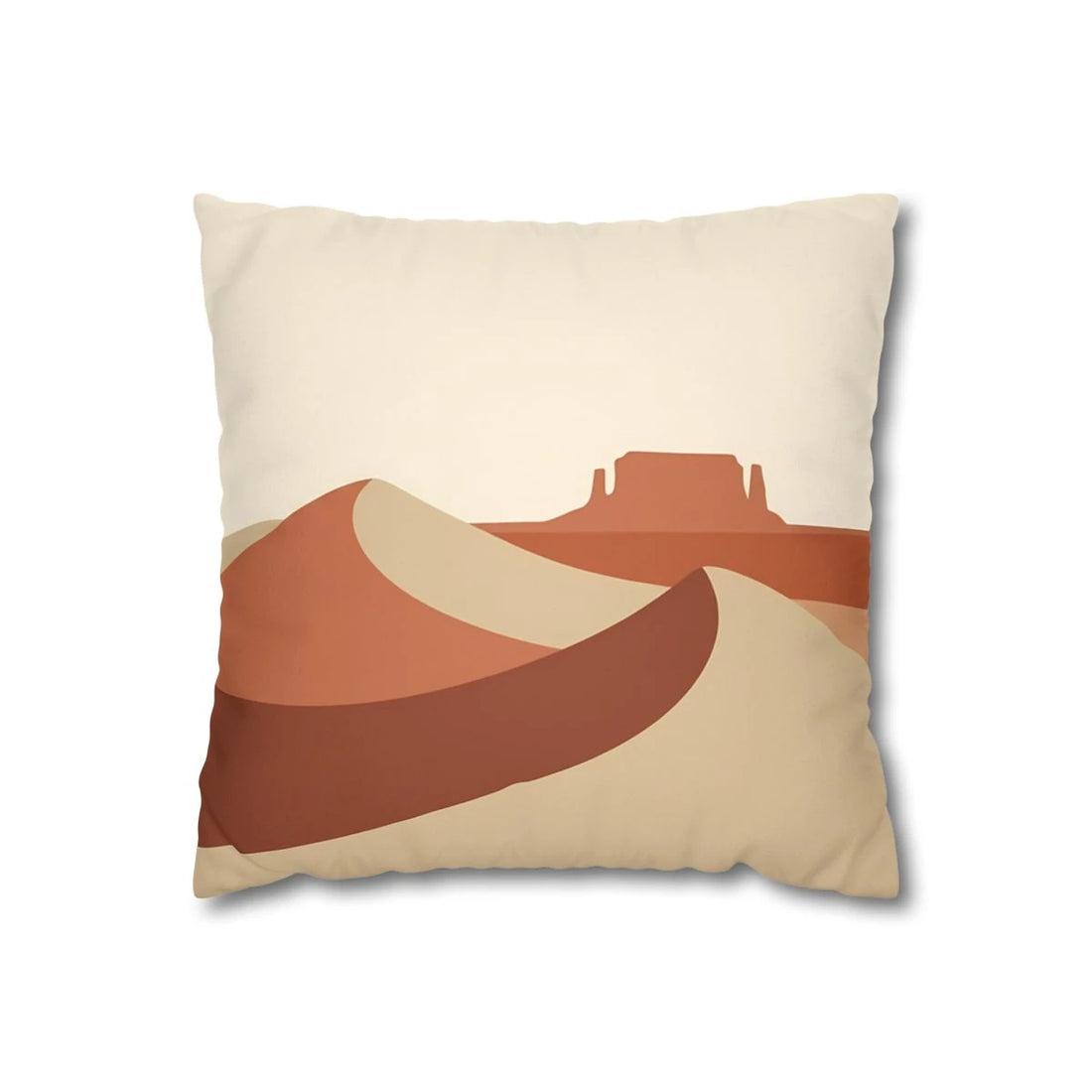 Front view of Minimalist Landscape Throw Pillow in Sienna and Sand Featuring Layer on a white background.