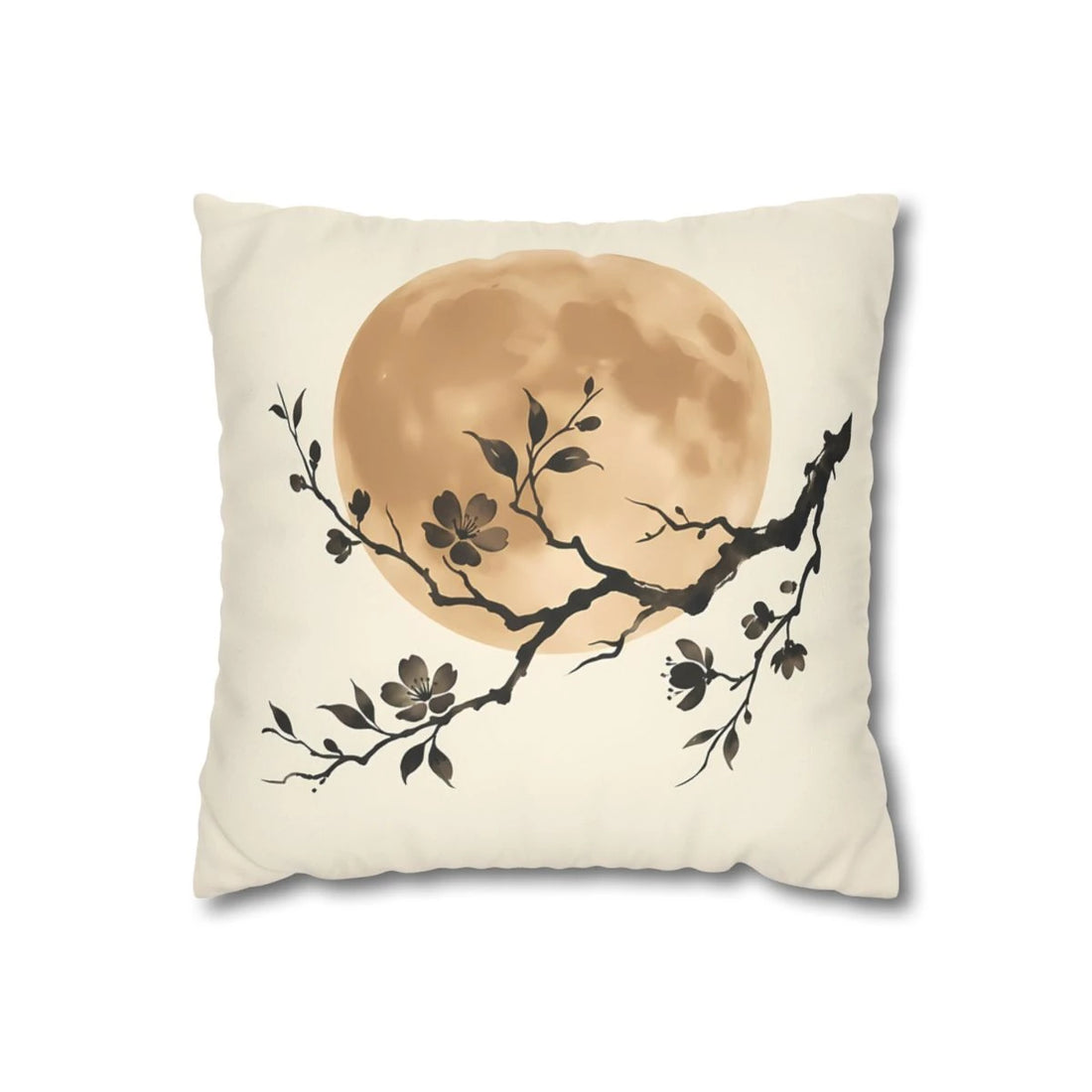 Front view of Ochre Full Moon Cushion Cover on a white background.