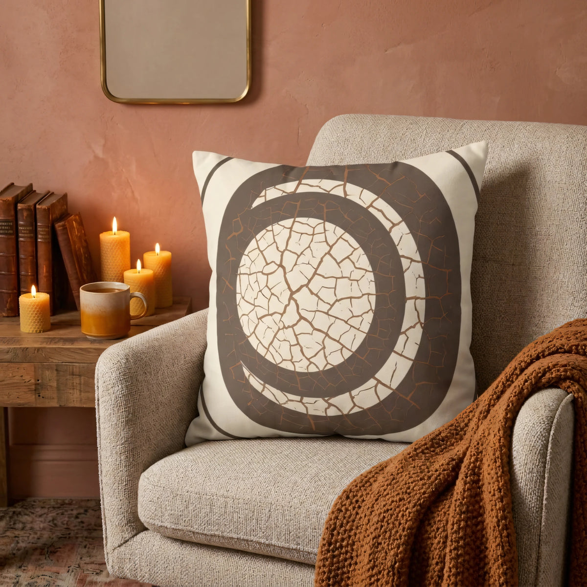 Earthen Mosaic Cushion Cover, lifestyle view.