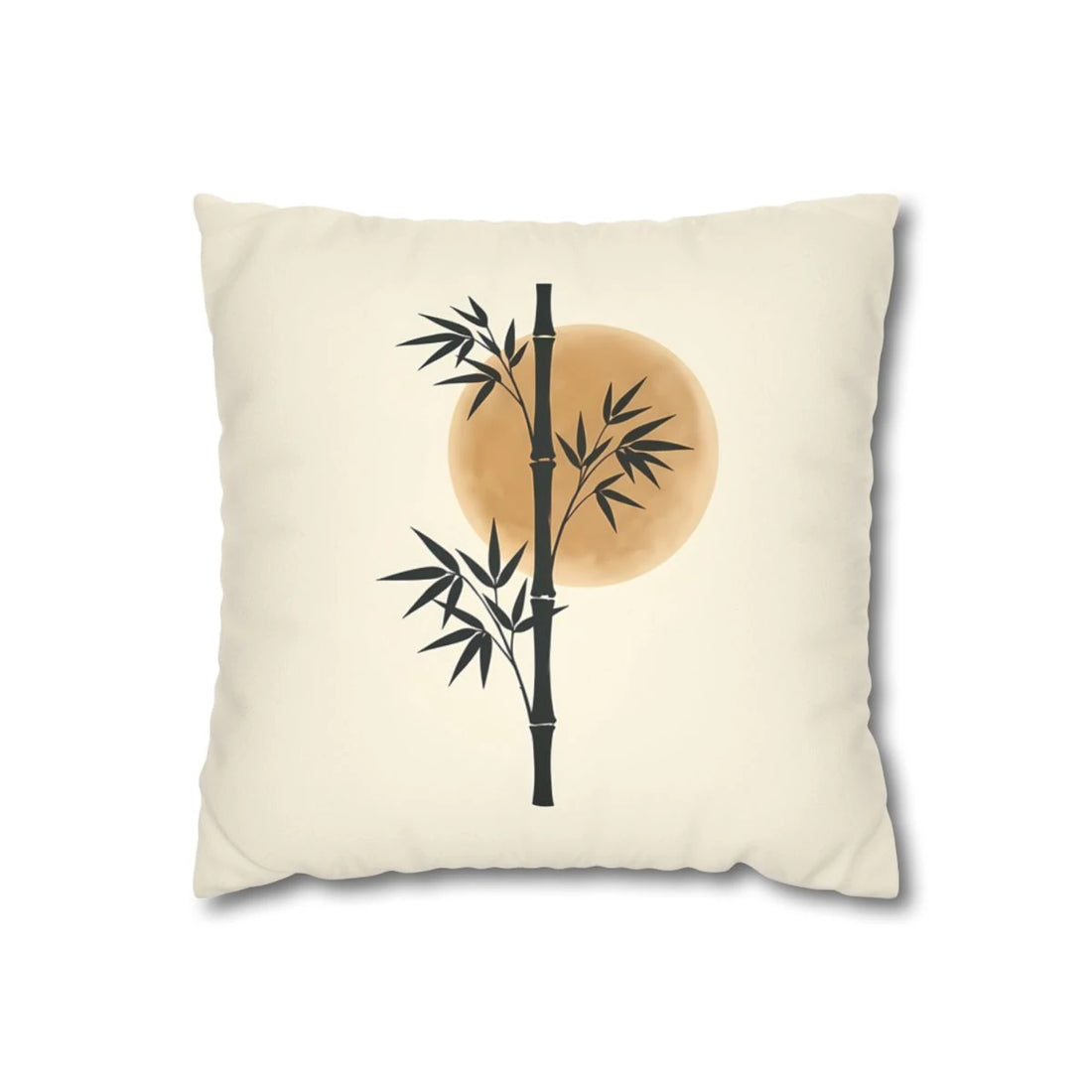 Front view of Oriental Zen Pillow Cover Cream and on a white background.