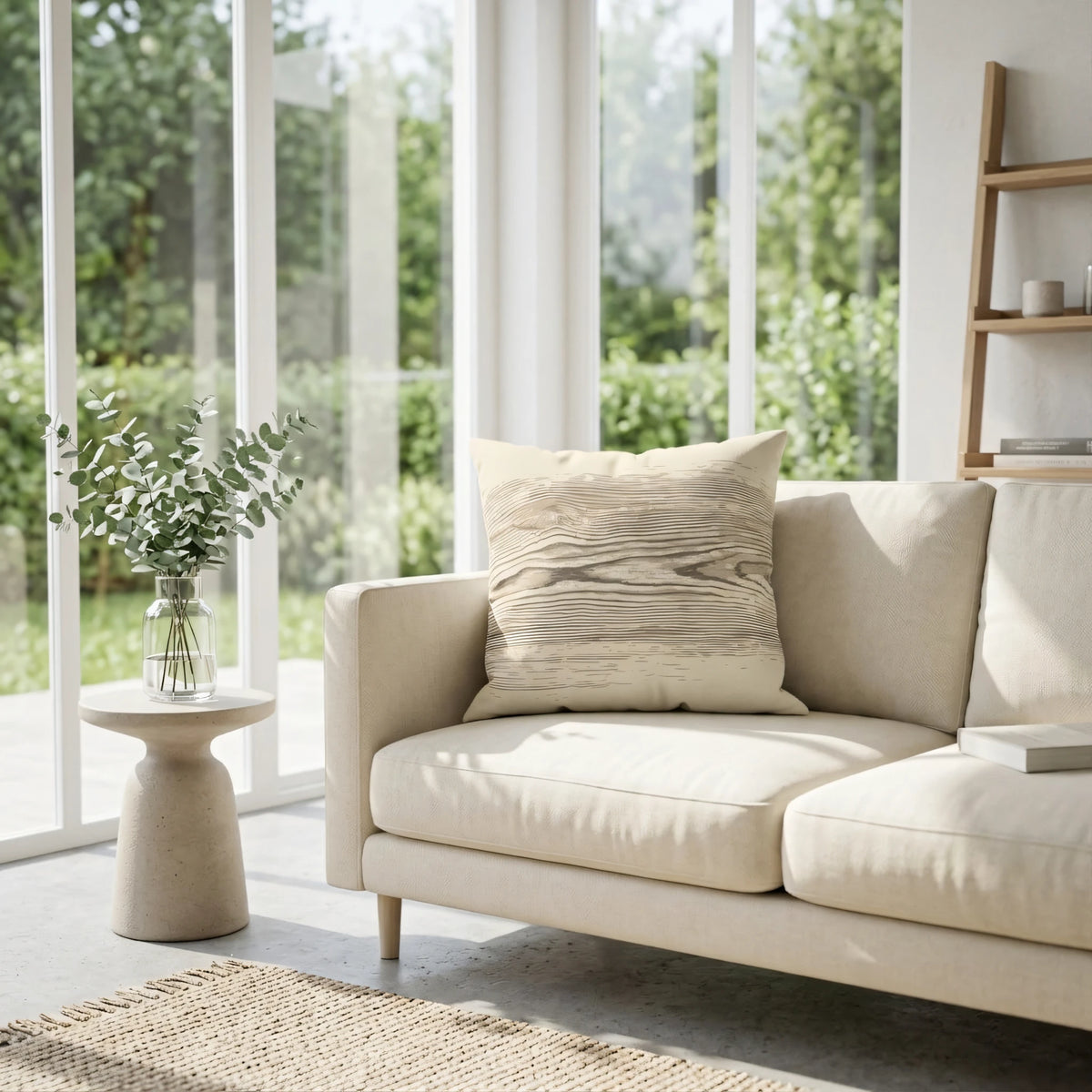 Wood Grain Cushion Cover, lifestyle view.