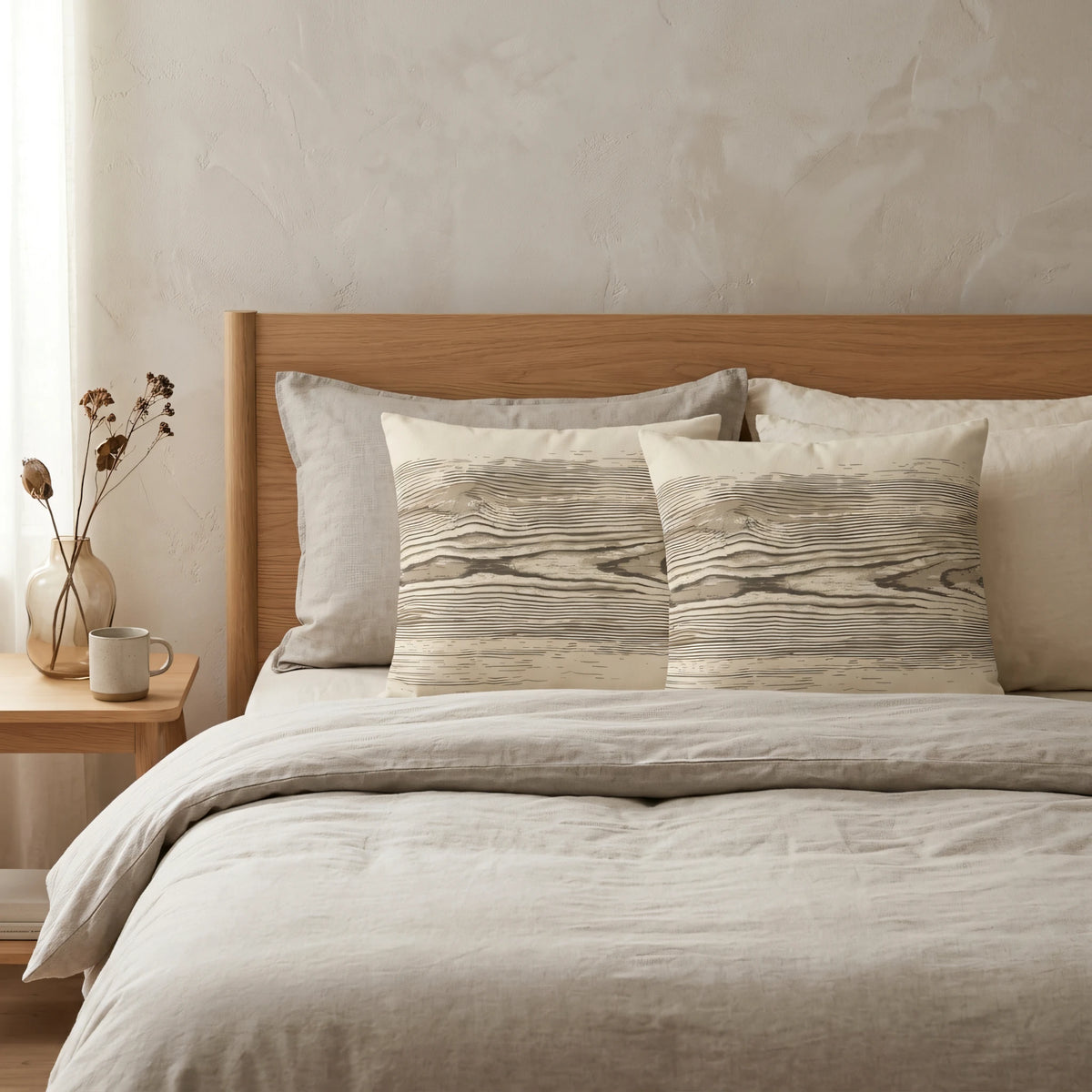 Wood Grain Cushion Cover, lifestyle view.