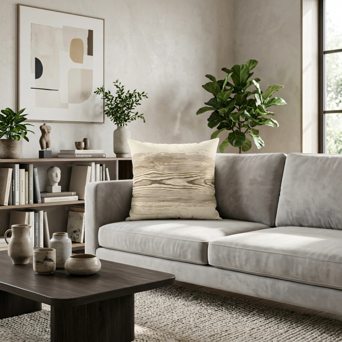 Wood Grain Cushion Cover, lifestyle view.