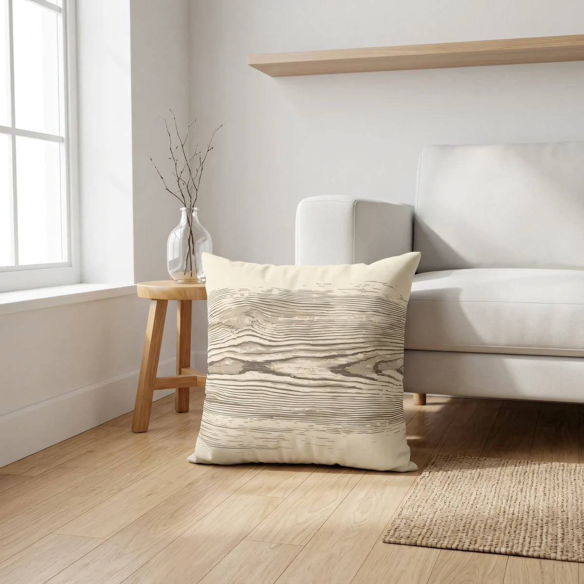 Wood Grain Cushion Cover, lifestyle view.