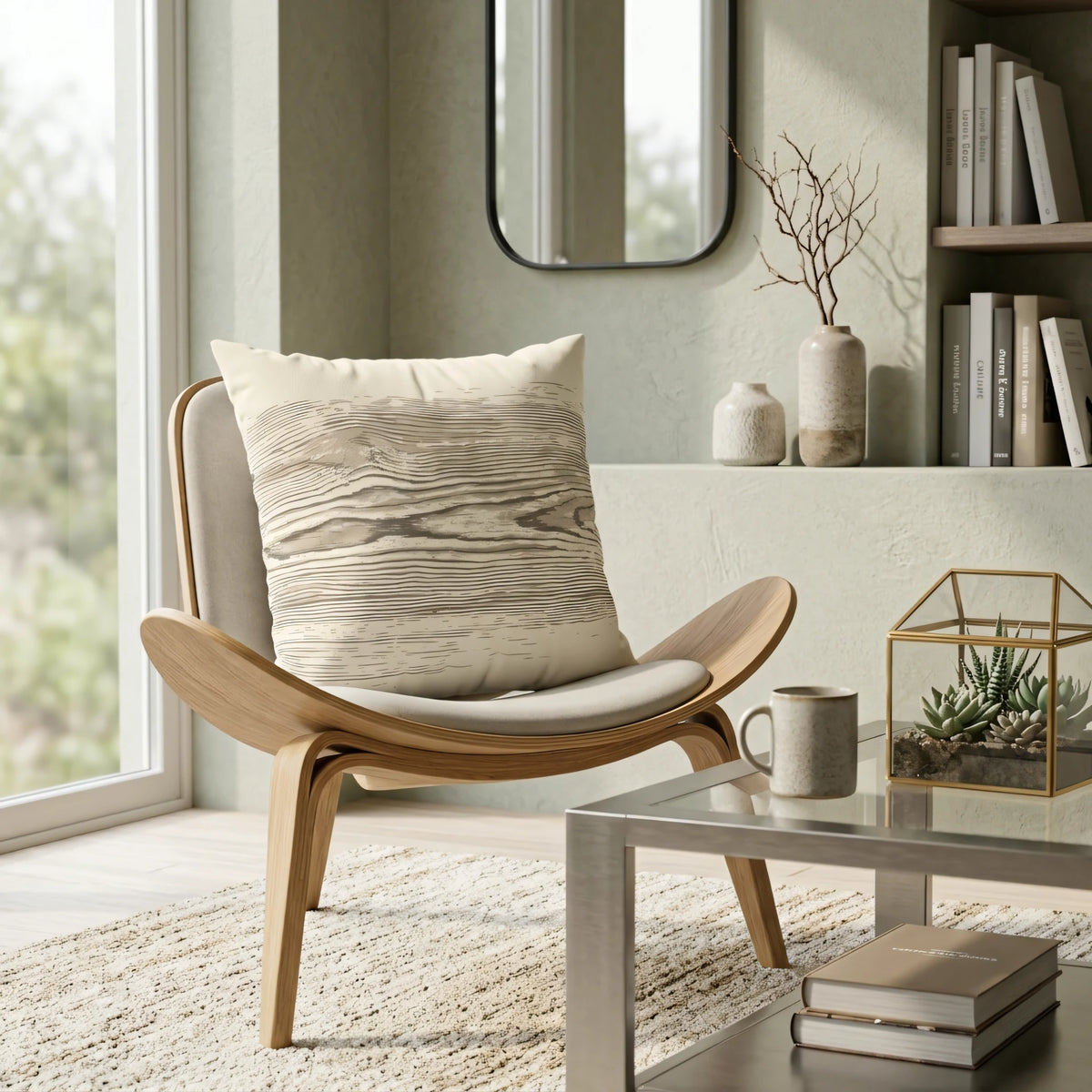 Wood Grain Cushion Cover, lifestyle view.