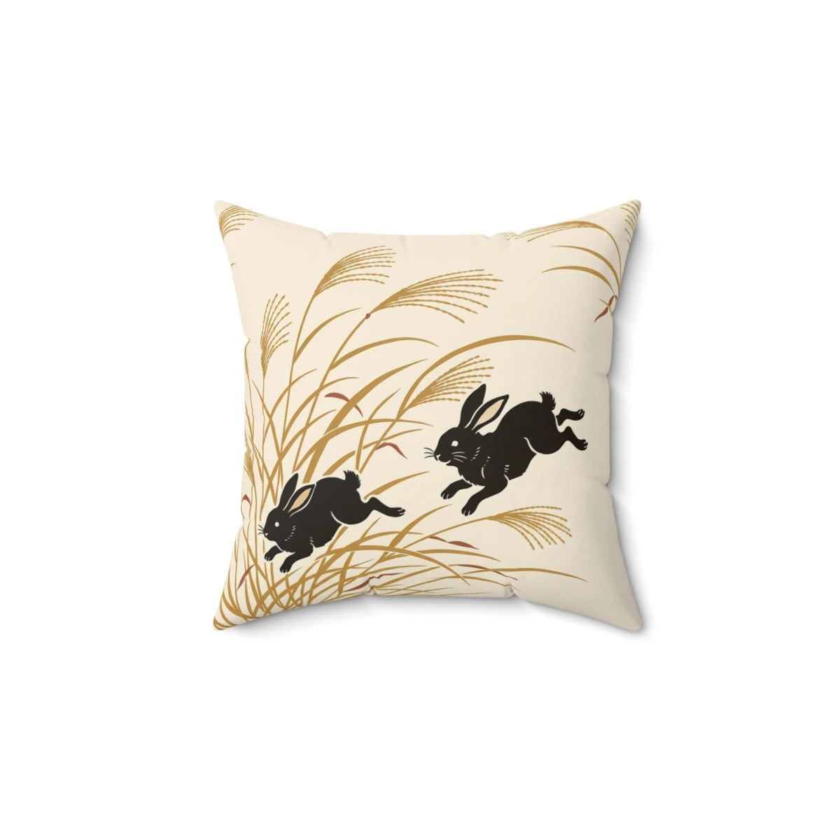 Front view of Vintage Japanese Illustration Throw Pillow Off on a white background.