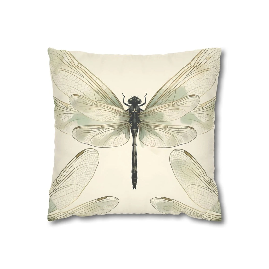 Front view of Vintage Entomological Throw Pillow Blanc et Noir Detailed Winged on a white background.