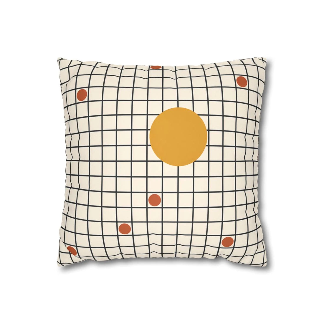 Front view of Modernist Grid Cushion Cover - Rust & Ochre Bauhaus Art on a white background.
