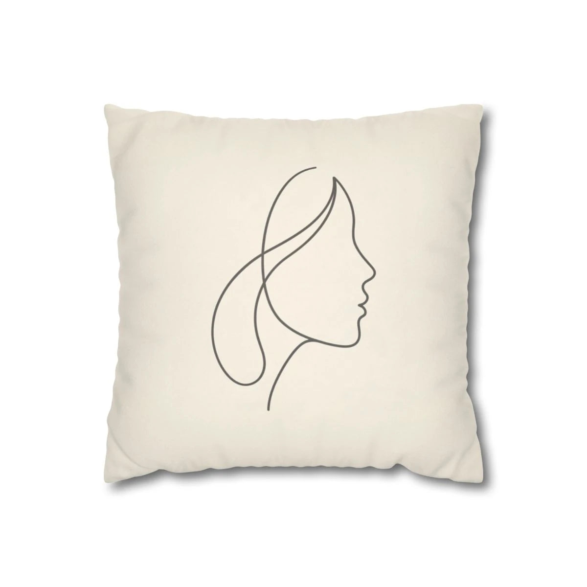 Minimalist Woman Profile Pillow Cover