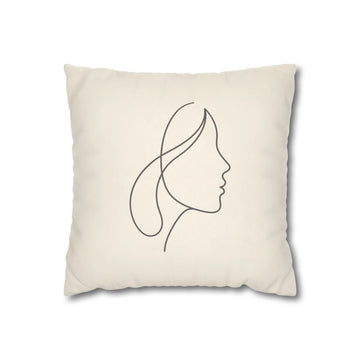 Minimalist Woman Profile Pillow Cover
