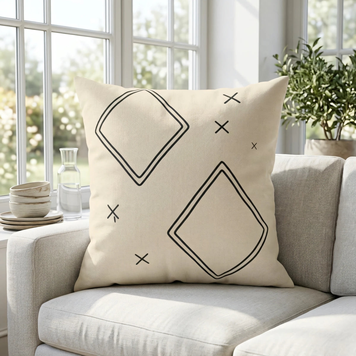 Berber Diamond Pillow Cover, lifestyle view.