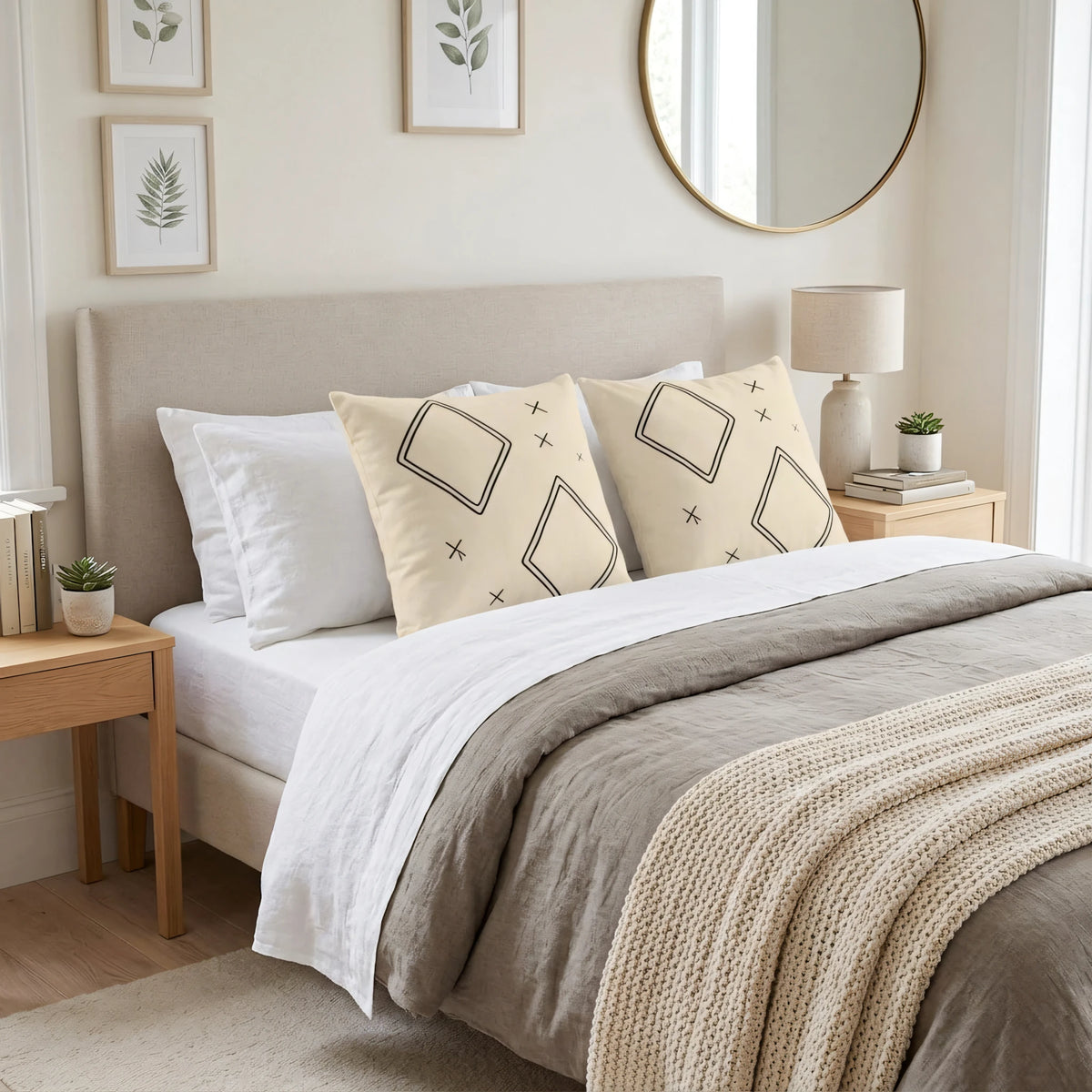 Berber Diamond Pillow Cover, lifestyle view.
