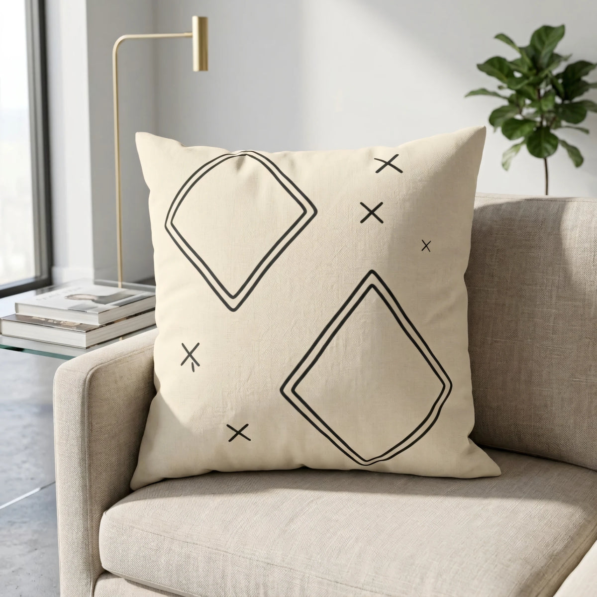 Berber Diamond Pillow Cover, lifestyle view.