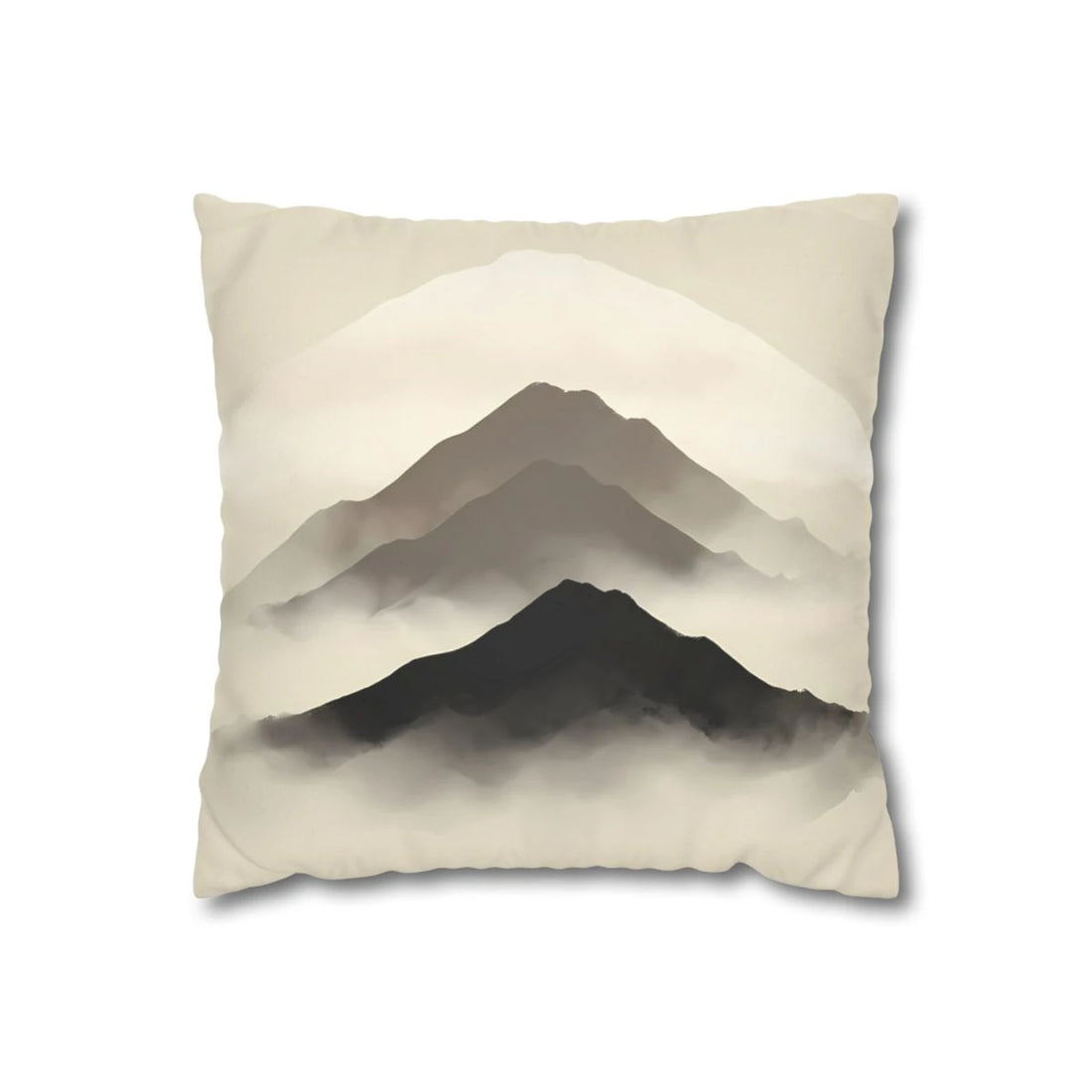 Front view of Misty Ridge Inkwash Cushion Cover on a white background.