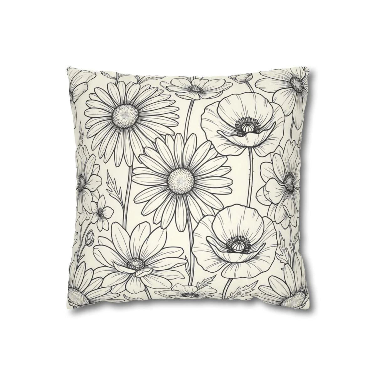 Large Wildflower Sketch Pillow with Insert