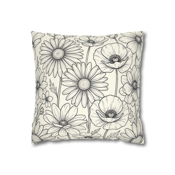 Large Wildflower Sketch Pillow with Insert