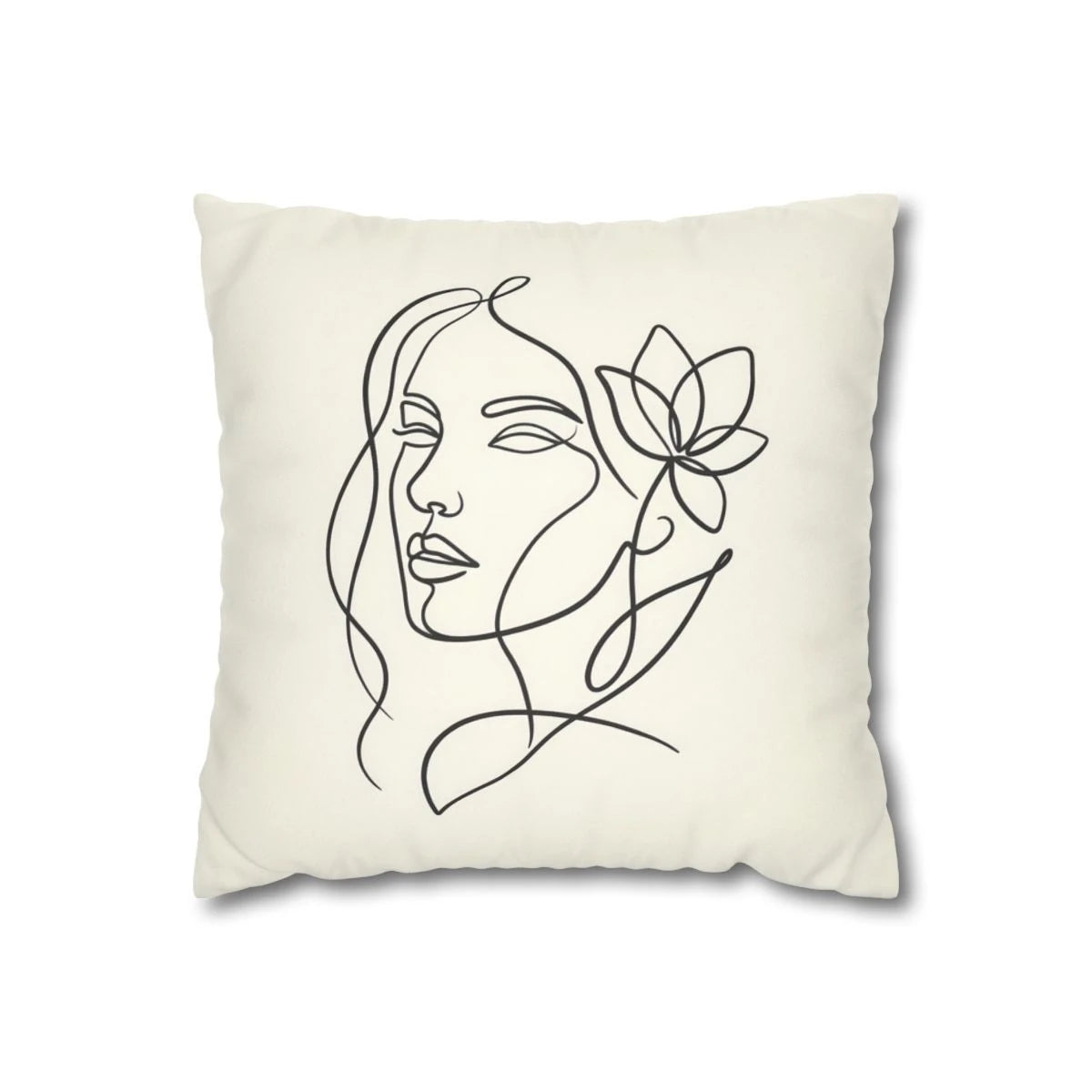 Feminine Face Line Art Cushion Cover