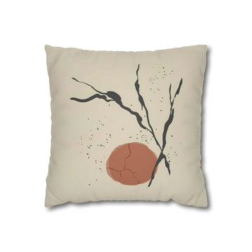 Abstract Boho Cushion Cover with Terracotta Sun