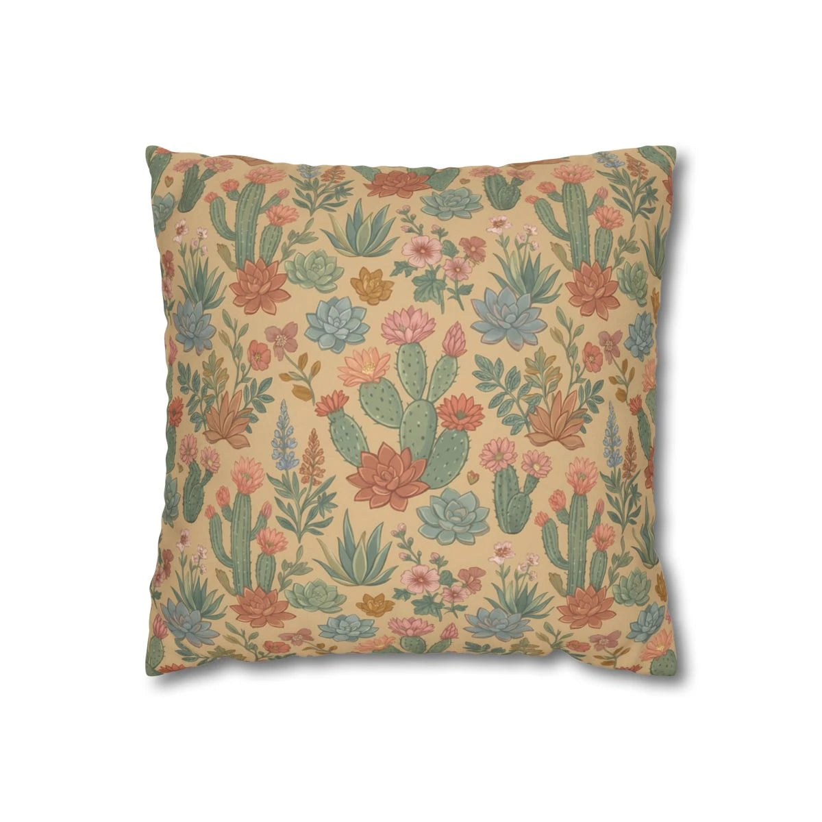 Pastel Succulent Garden Throw Pillow Cover