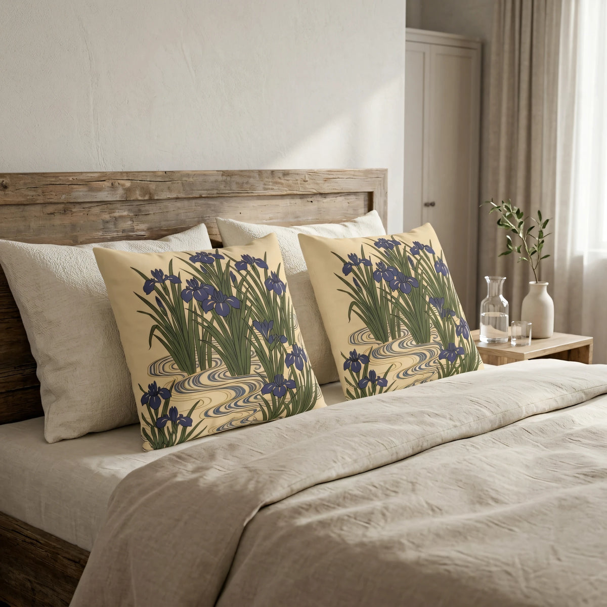 Iris Blue-Violet Pillow Cover, lifestyle view.