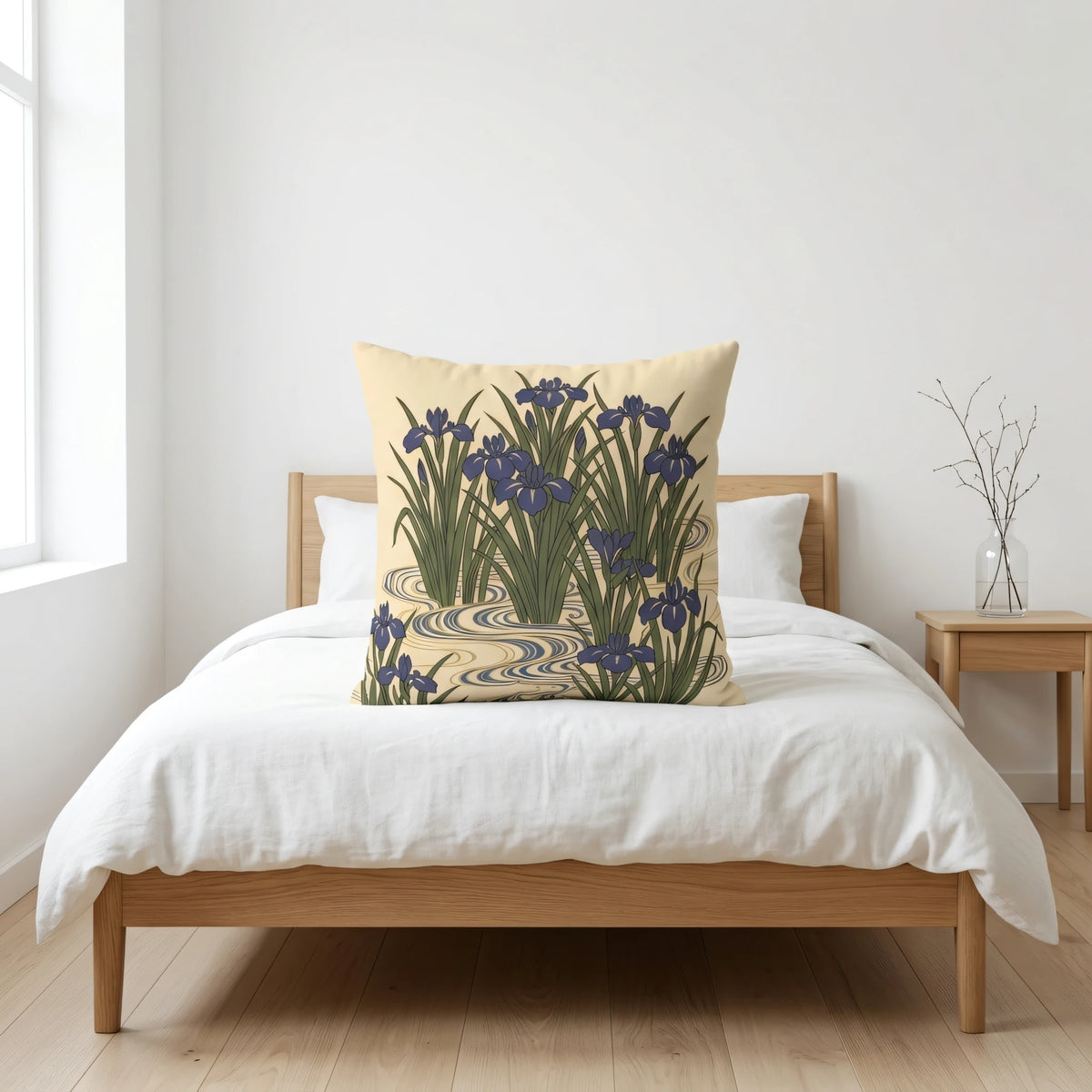 Iris Blue-Violet Pillow Cover, lifestyle view.