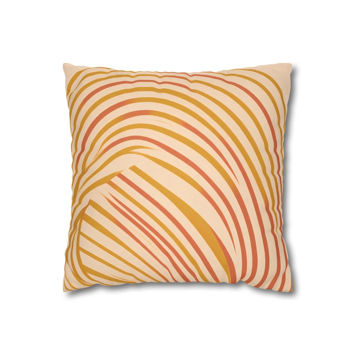 Front view of Radiant Minimalist Boho Cushion Cover - Sand & Ochre Arcs on a white background.