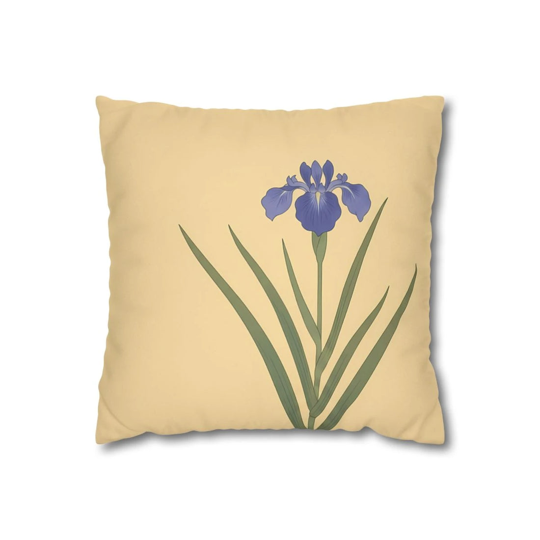 Front view of Traditional Ukiyo-e Cushion Case Ochre and on a white background.