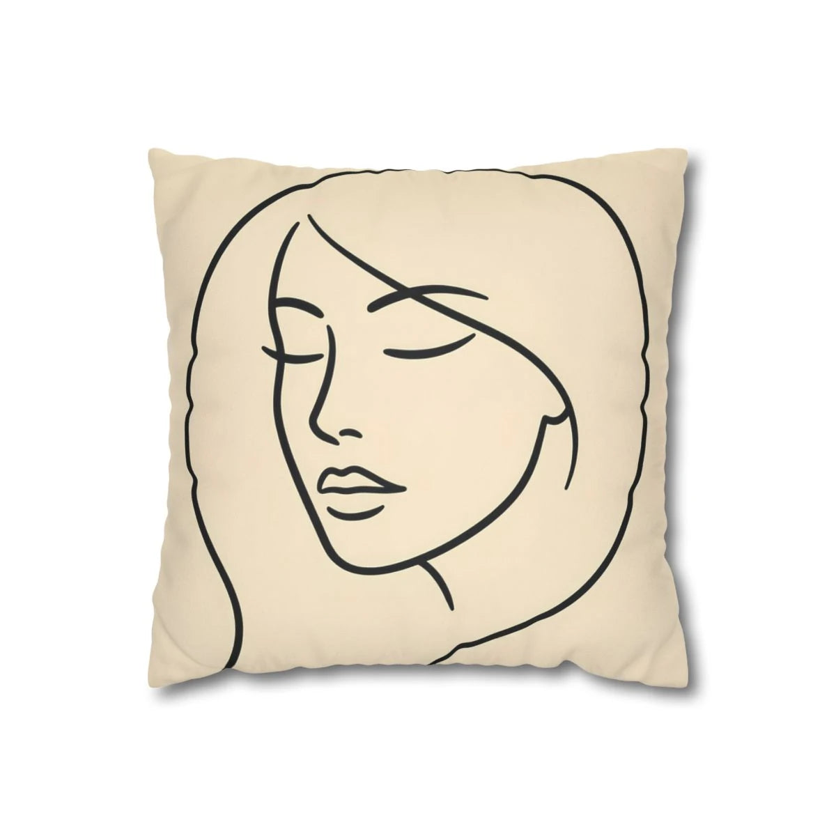 Feminine Line Drawing Pillow Cover