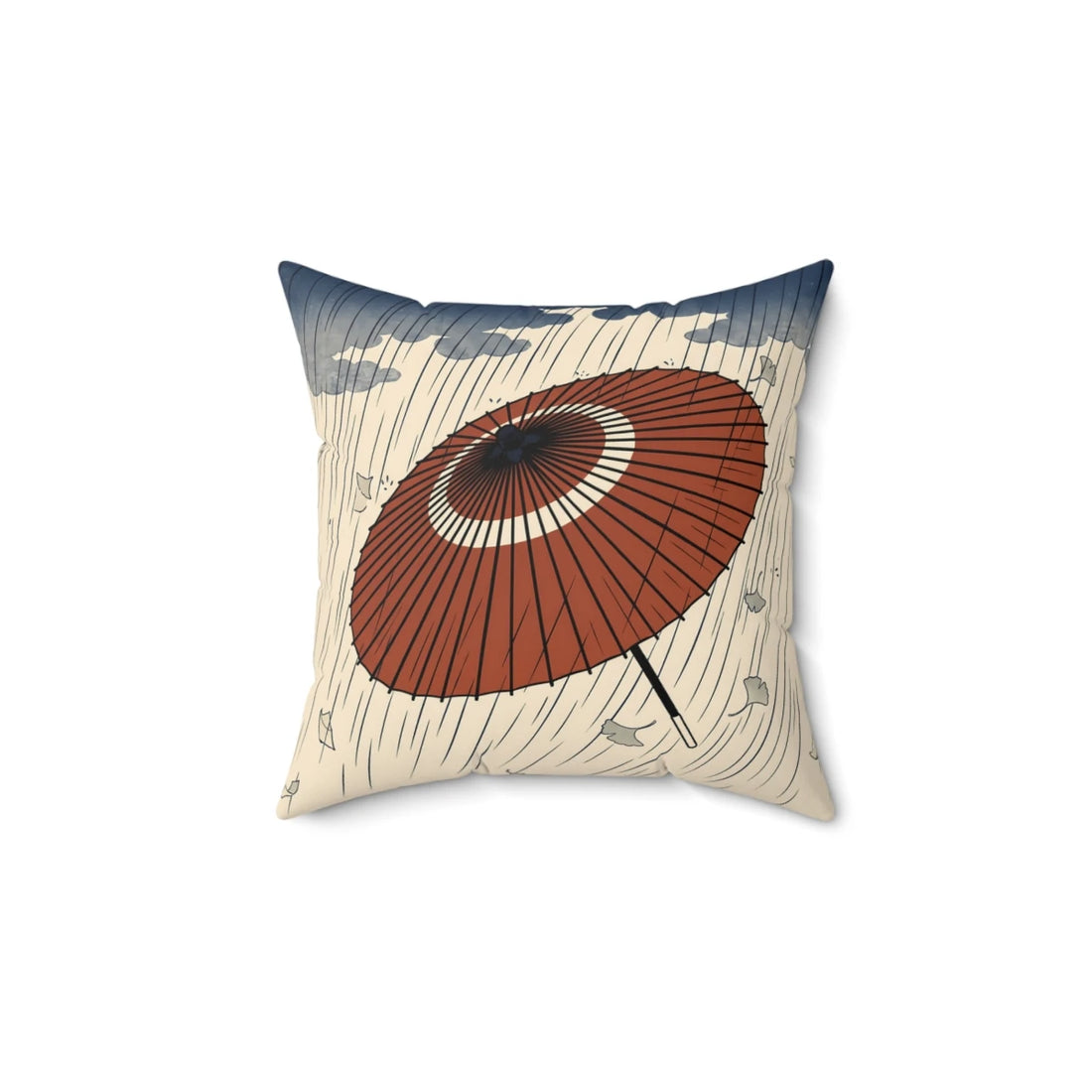 Front view of Traditional Wagasa Rain Pillow Cover on a white background.