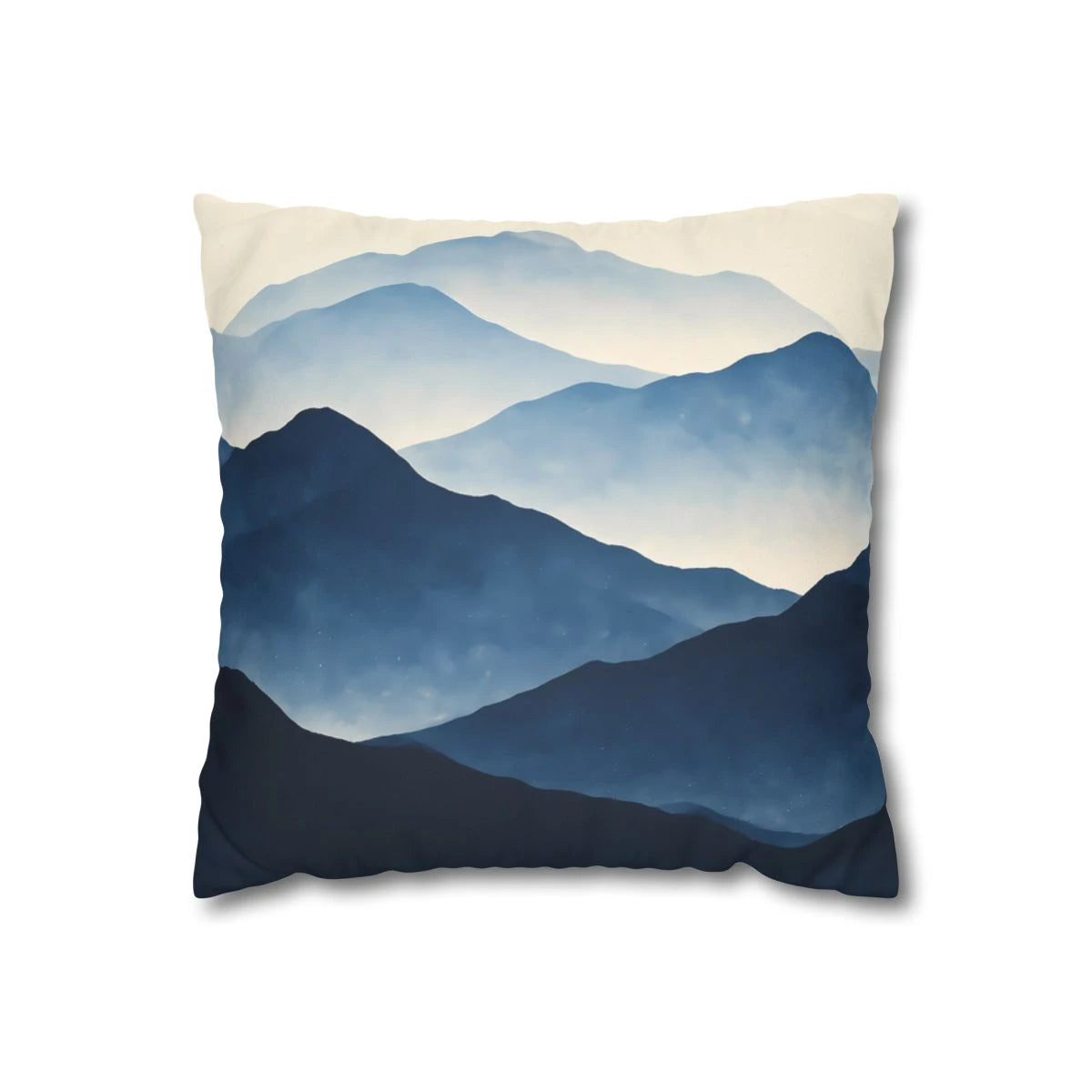 Front view of Bohemian Indigo Ridge Mountain Cushion Cover on a white background.