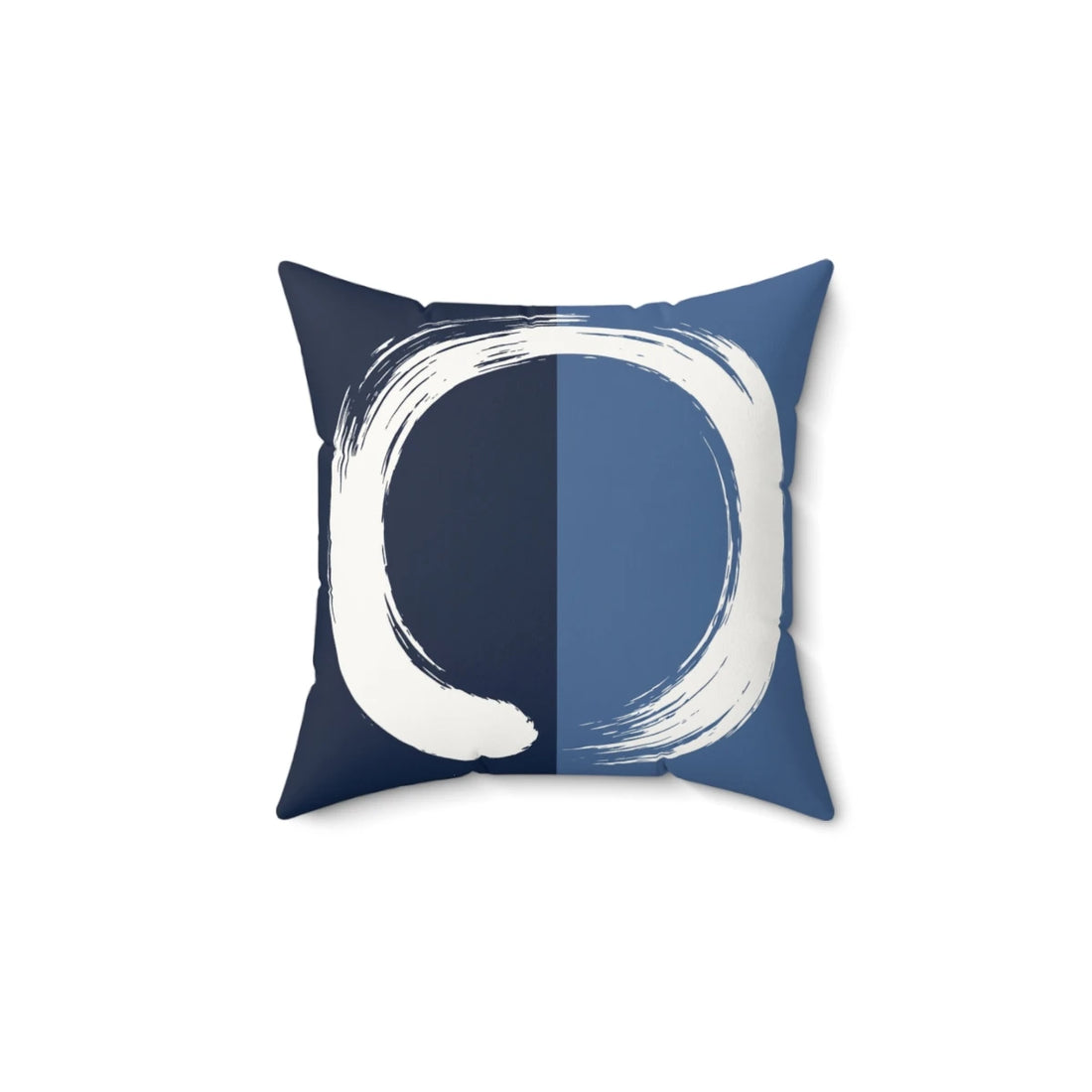 Front view of Dichromatic Artistic Cushion Bleu Blanc Split Texture on a white background.