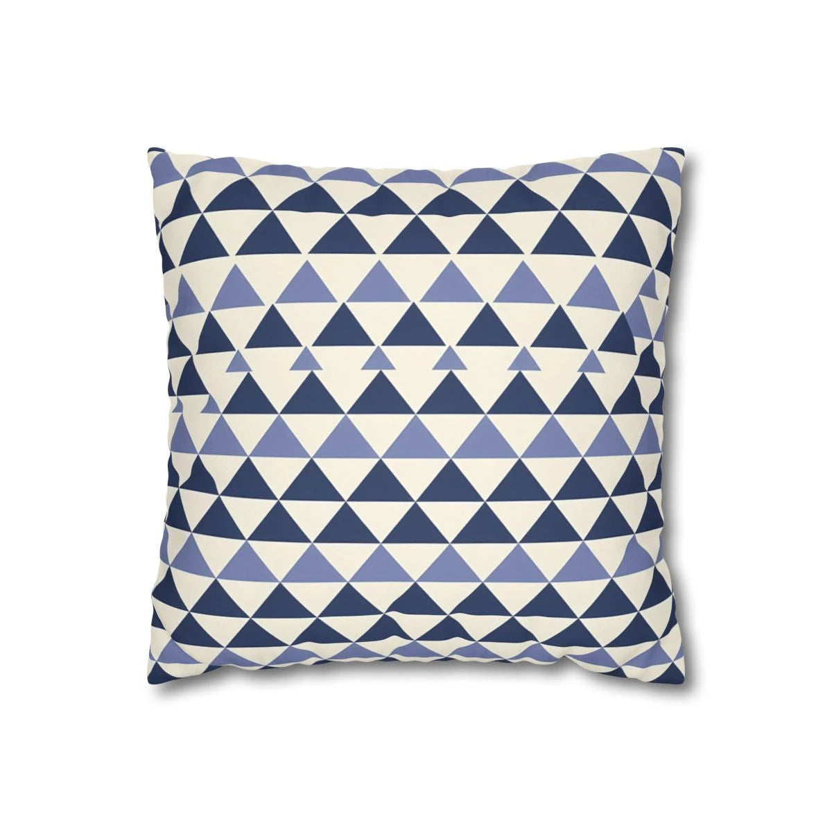 Front view of Modern Geometric Square Cushion Bleu Blanc on a white background.