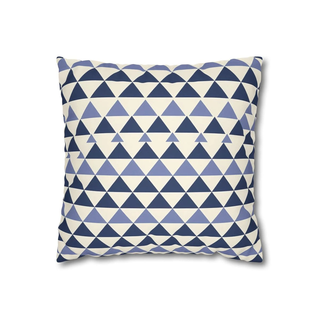 Front view of Modern Geometric Square Cushion Bleu Blanc on a white background.