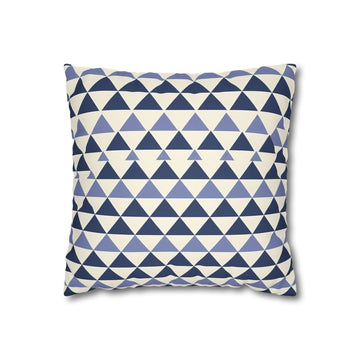 Front view of Modern Geometric Square Cushion Bleu Blanc on a white background.