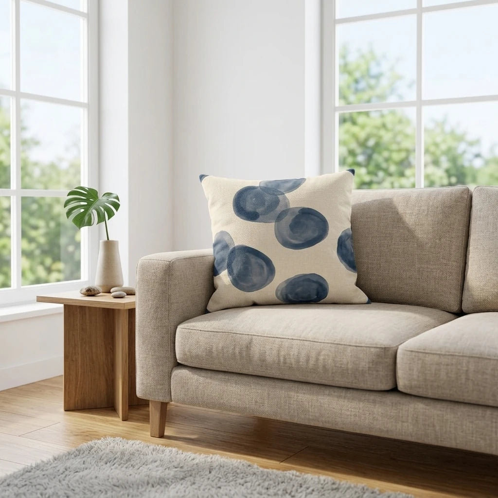 Blue Watercolor Pillow Cover, lifestyle view.