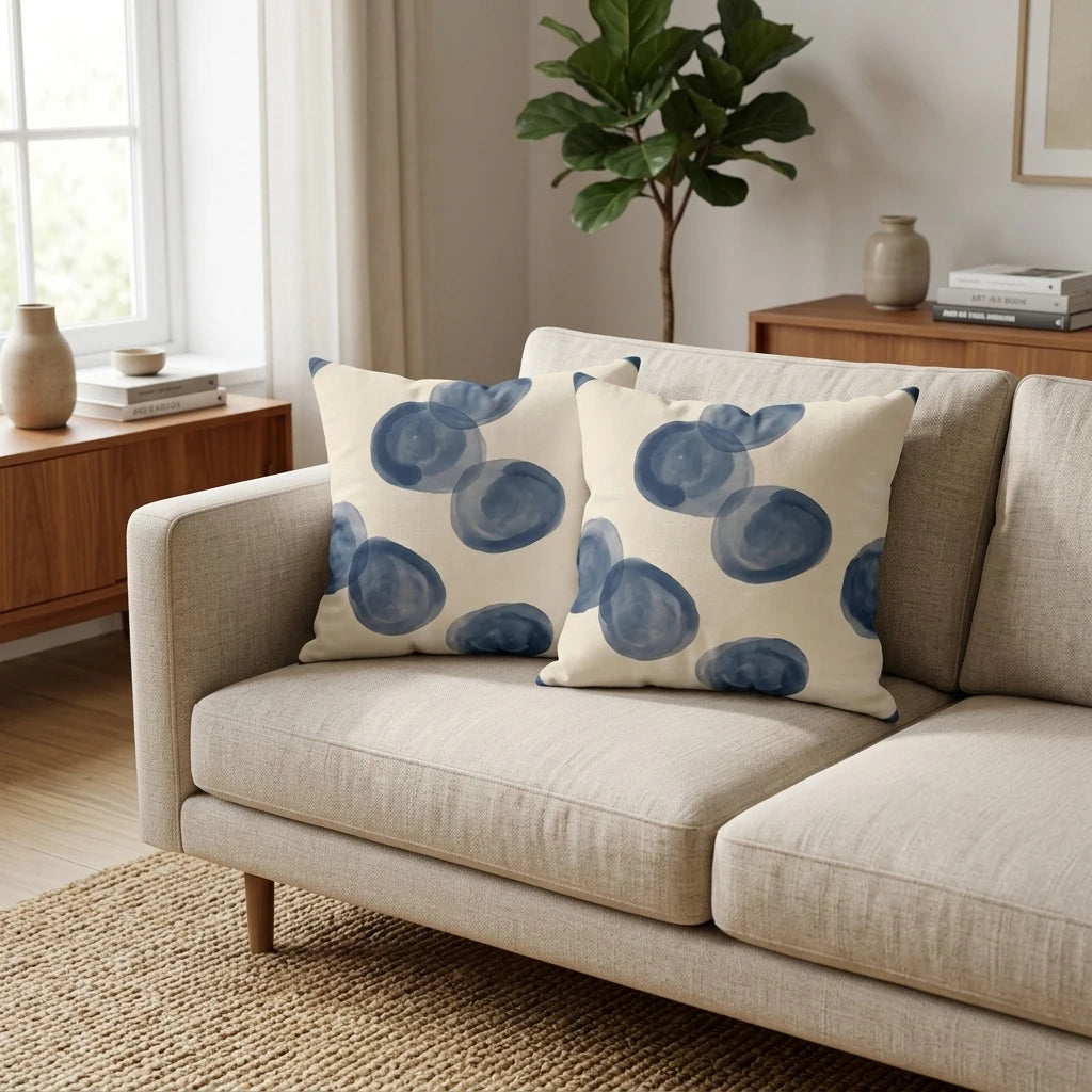 Blue Watercolor Pillow Cover, lifestyle view.