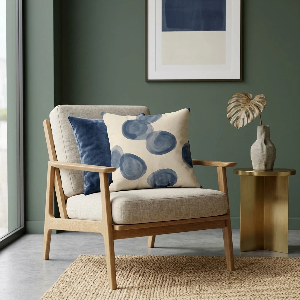 Blue Watercolor Pillow Cover, lifestyle view.