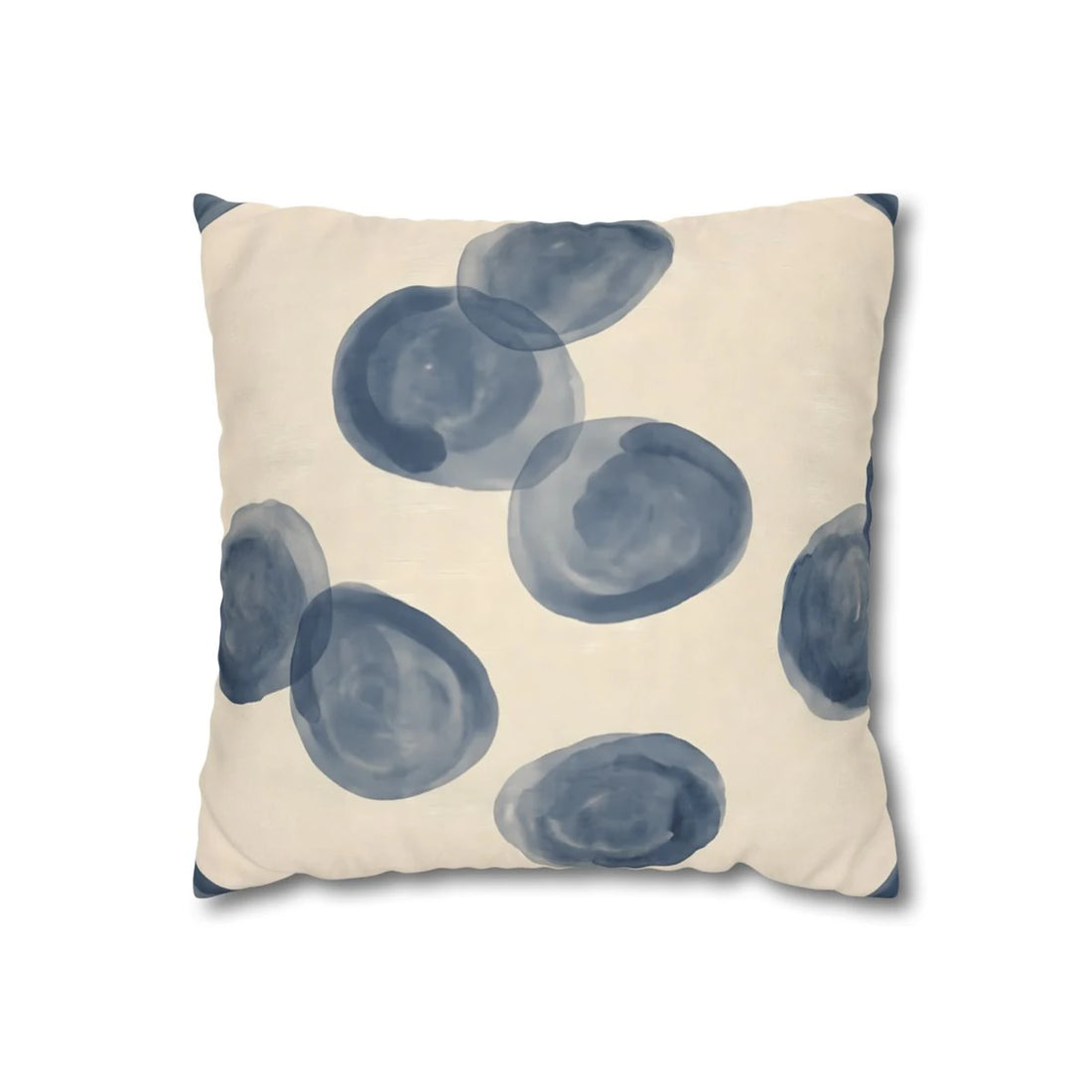 Front view of Blue Watercolor Pillow Cover on a white background.