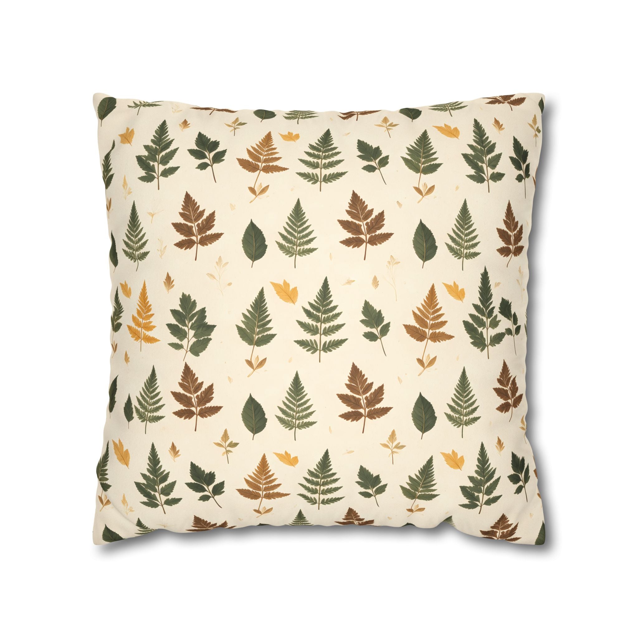 Olive Umber Fern Pillow Cover