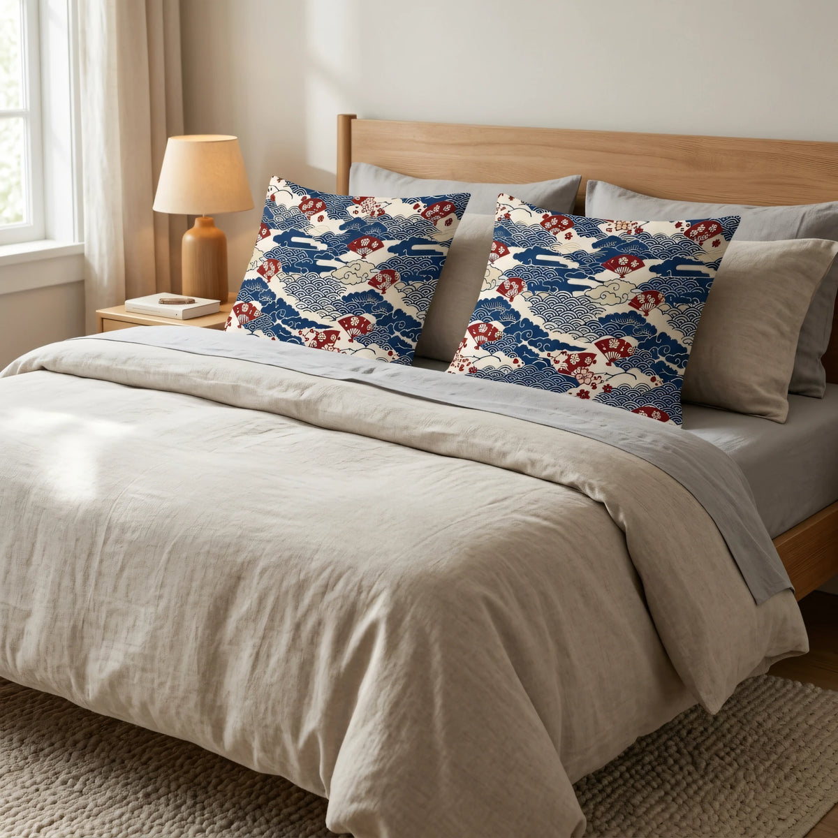 Japanese Indigo Pillow Cover, lifestyle view.