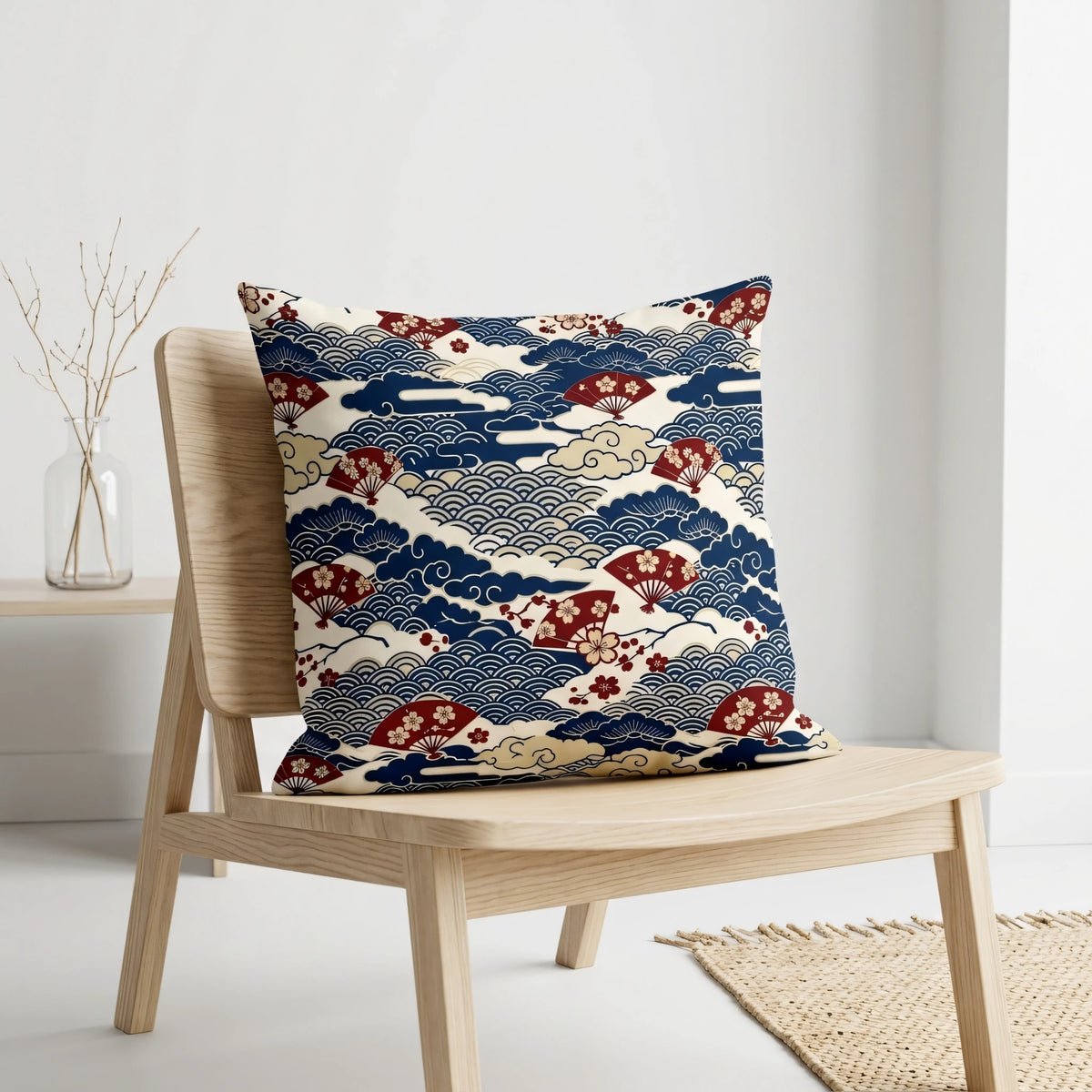 Japanese Indigo Pillow Cover, lifestyle view.
