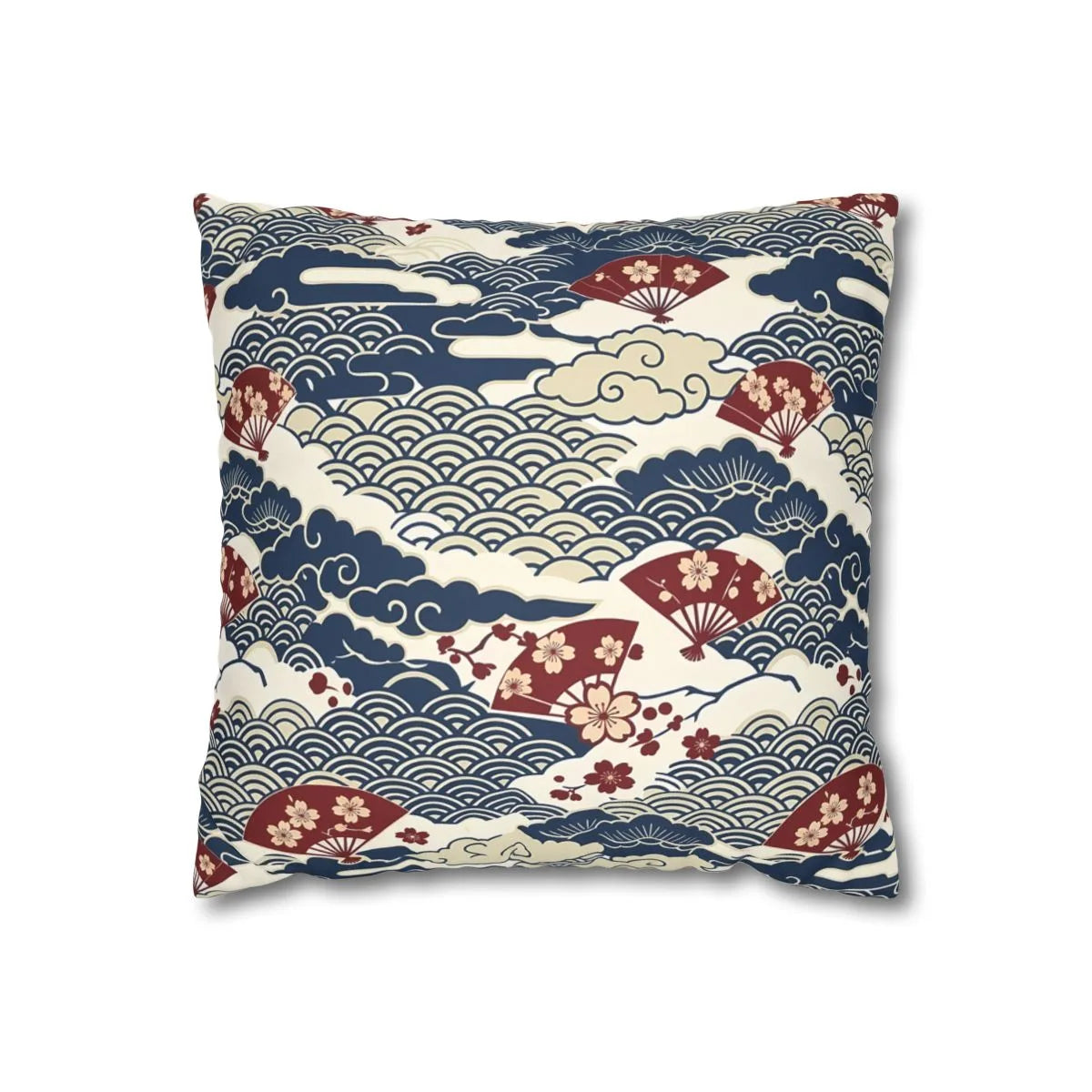 Front view of Japanese Indigo Pillow Cover on a white background.