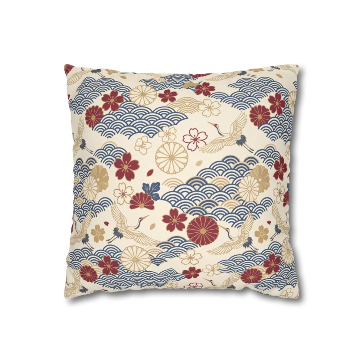 Japanese Crane Throw Pillow with Insert