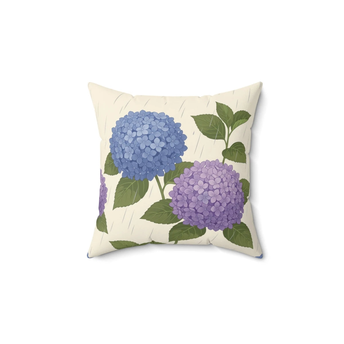 Front view of Hydrangea Flower Pillow Case on a white background.