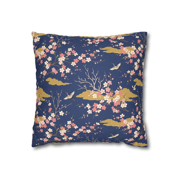 Japanese Floral Throw Pillow with Insert