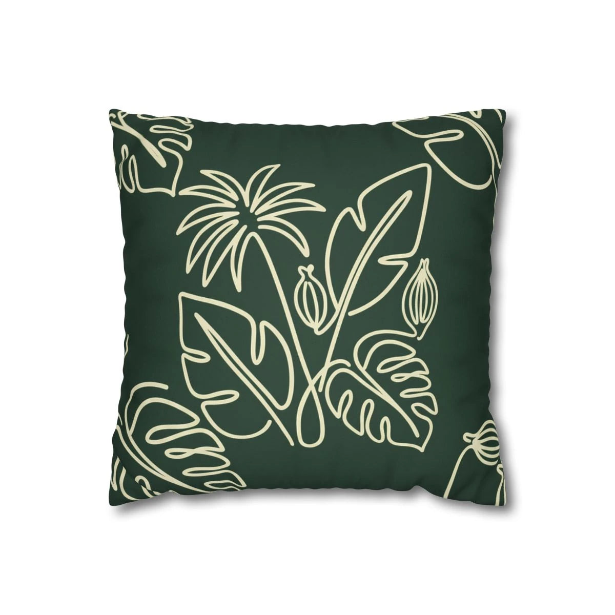 Pine Green Tropical Throw Pillow with Insert