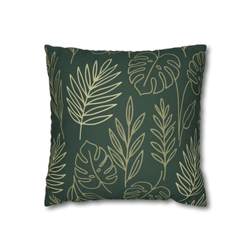 Gold Monstera Line Art Cushion Cover
