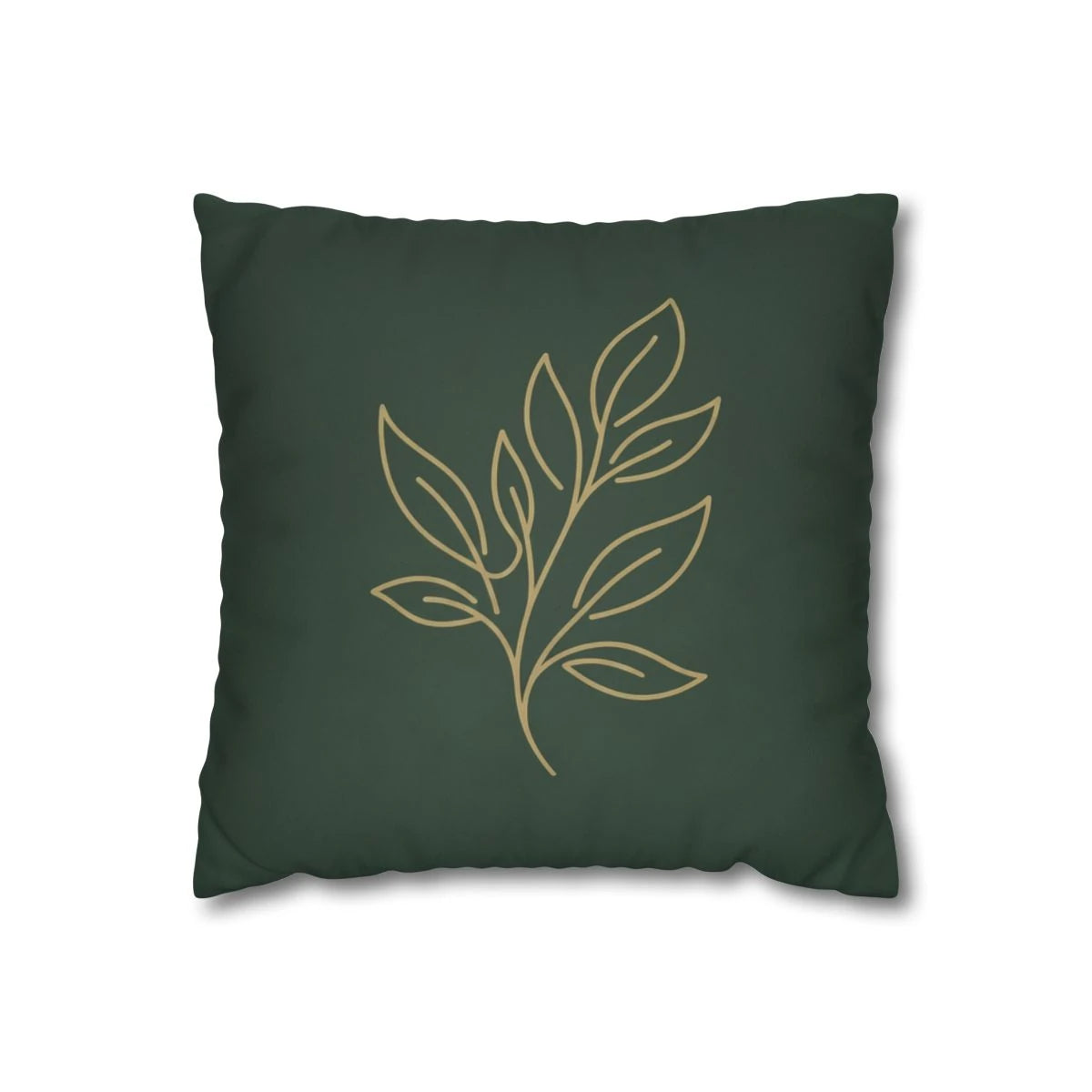 Forest Green Gold Leaf Throw Pillow