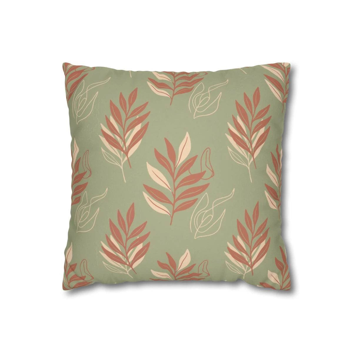 Sage & Terracotta Leaf Throw Pillow with Insert