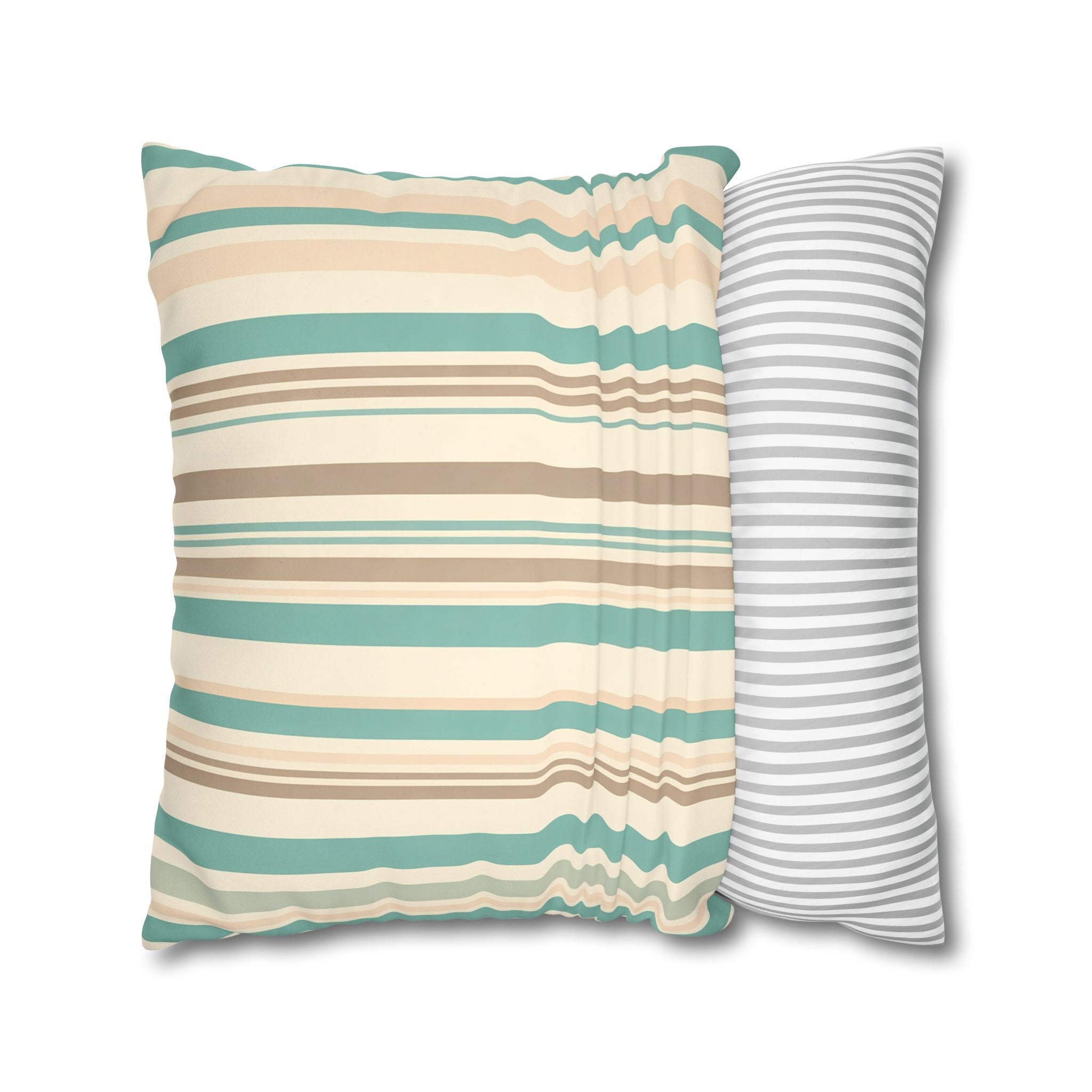 Marine Mist & Sand Vertical Stripe Pillow Cover